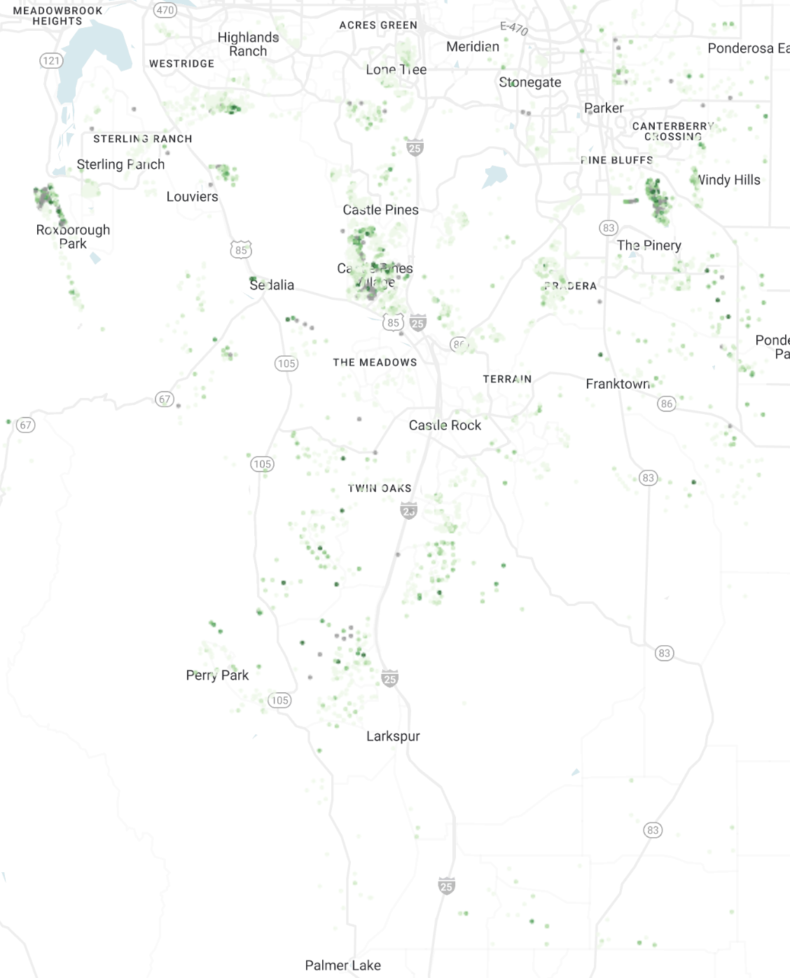 Douglas County Potential Tax Savings Map showing properties with $2,000 to $13,780+ in potential annual savings
